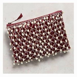 Anthropologie PEARL-SWEPT VELVET POUCH Bag Purse Clutch New - Great gift!